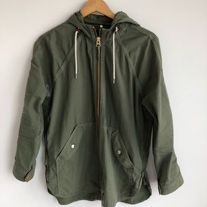 JCrew Army Green Hooded Jacket Size XS